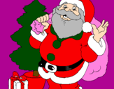 Desenho Santa Claus e uma árvore de natal pintado por g... m... l...