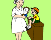 Desenho Enfermeira e menino pintado por bunda