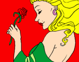 Desenho Princesa com uma rosa pintado por iri