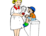 Desenho Enfermeira e menino pintado por INGRID JANAINA