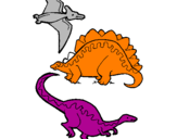Desenho Três classes de dinossauros pintado por iago