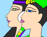 Desenho Ramsés e Nefertiti pintado por andrea