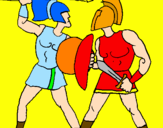 Desenho Luta de gladiadores pintado por PIPE