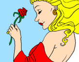 Desenho Princesa com uma rosa pintado por kelly  medel