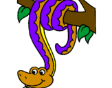 Desenho Serpente pendurada numa árvore pintado por Elefante