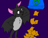 Desenho Morcego a recliclar pintado por Bibi
