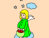 Desenho Anjo com cesta pintado por carol