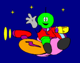 Desenho Marciano numa moto espacial pintado por ines s