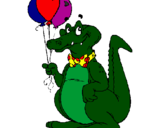 Desenho Crocodilo com balões pintado por Ana Marcely