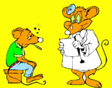Desenho Doutor e paciente rato pintado por sofia