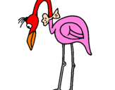 Desenho Flamingo com passarita pintado por joao  victor