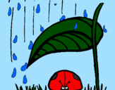 Desenho Joaninha protegida da chuva pintado por maria fer