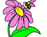 Desenho Margarida com abelha pintado por Isabela