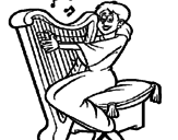 Desenho Mulher a tocar harpa pintado por pary