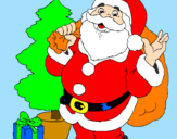 Desenho Santa Claus e uma árvore de natal pintado por xlr8
