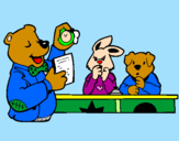 Desenho Professor urso e seus alunos pintado por willilayne linda
