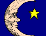 Desenho Lua e estrela pintado por ana