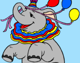 Desenho Elefante com 3 balões pintado por gabrielle e giullia