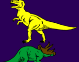 Desenho Tricerátopo e tiranossauro rex pintado por MARCOS  LEON