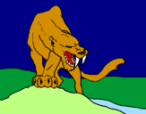Desenho Tigre com dentes afiados pintado por ana