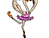 Desenho Avestruz em ballet pintado por Rapa