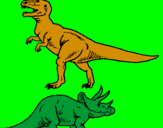 Desenho Tricerátopo e tiranossauro rex pintado por Jeff Hardy