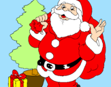 Desenho Santa Claus e uma árvore de natal pintado por mirella