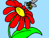 Desenho Margarida com abelha pintado por Andreia