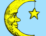 Desenho Lua e estrela pintado por sofia s
