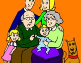 Desenho Família pintado por família extensa