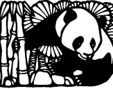 Desenho Urso panda e bambu pintado por he