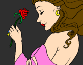 Desenho Princesa com uma rosa pintado por Ampliada