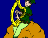 Desenho Duende a tocar harpa pintado por martha