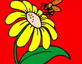 Desenho Margarida com abelha pintado por michele