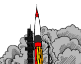 Desenho Lançamento foguete pintado por edson