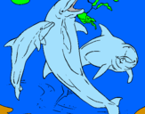 Desenho Golfinhos a brincar pintado por Simone pdm 