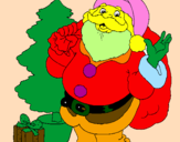 Desenho Santa Claus e uma árvore de natal pintado por igigigigigigigoiooooooooo