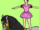 Desenho Trapezista em cima do cavalo pintado por oi