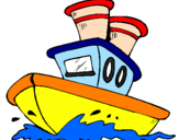 Desenho Barco no mar pintado por barco