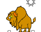 Desenho Bisonte no deserto pintado por leo e seu bisão
