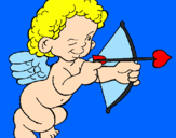 Desenho Cupido a apontar com a seta pintado por larissa