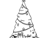 Desenho Abeto com adornos natalícios pintado por rita
