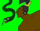 Desenho Serpente e guerreiro pintado por carlos