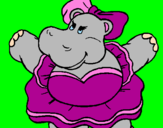 Desenho Hipopótamo com laço pintado por neia