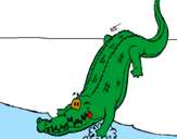 Desenho Crocodilo a entrar na água pintado por jamilly