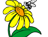 Desenho Margarida com abelha pintado por girassol