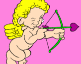 Desenho Cupido a apontar com a seta pintado por barbara