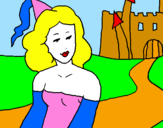 Desenho Princesa e castelo pintado por Joana