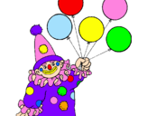 Desenho Palhaço com balões pintado por lorenna