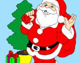 Desenho Santa Claus e uma árvore de natal pintado por delmara
